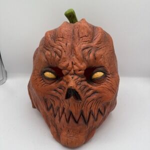 Scary Pumpkin Latex Full Head Mask, Adult Unisex One Size Halloween Costume